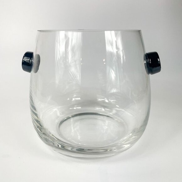 Qualia Glass Ebony Ice Bucket With Clear Black Knob Handles - Picture 1 of 7